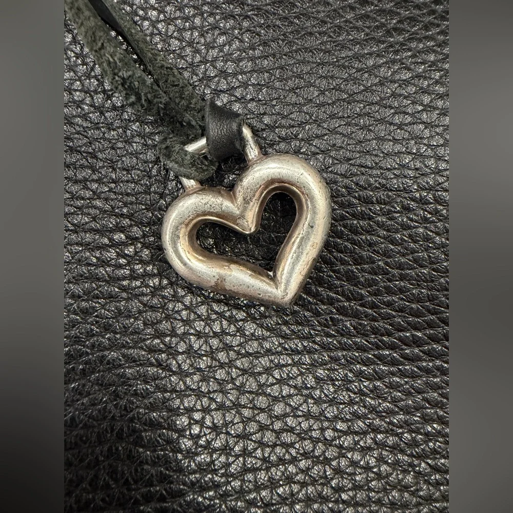 Brighton Black Concho Leather Women’s Shoulder Bag with Decorative Silver Strap
